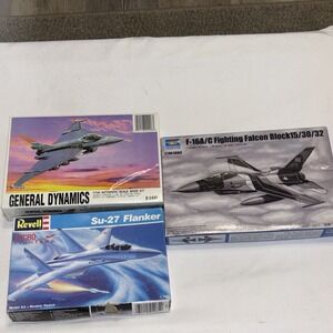 Lot 3 Model Plane Kits 1/144: Revell Su-27, Trumpeter F-16A/C, F-16XL  NWOT